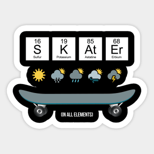 Skater In All Elements - Chemistry Periodic Table Science Sticker